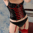 Red and black bustier set